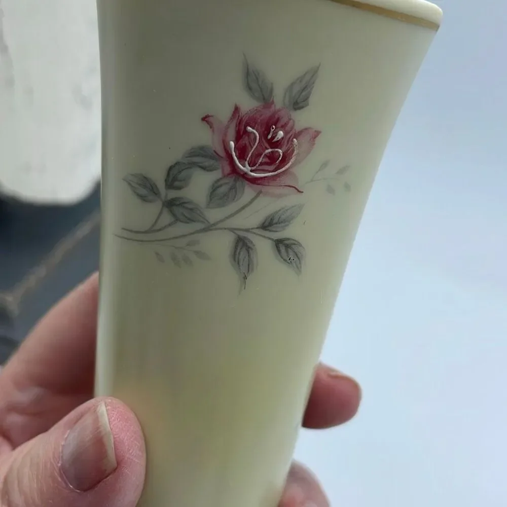 Vintage ceramic Norfolk hand painted rose bud vase.